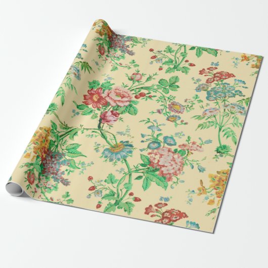 FARBE BLUME UND BLÄTTER CLASSIC FLORAL Elfenbein Geschenkpapier (Ungerollt)