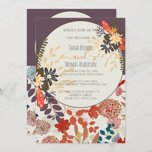 FARBE BOHO-FLOTTE EINLADUNG (Vorne/Hinten)