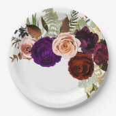 Farbe Chic kühl florale Grün Weiße Hochzeit Pappteller (Vorderseite)