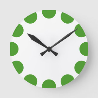 Farbe Crescent - Avocado Grün mit Weiß Runde Wanduhr