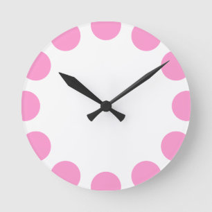 Farbe Crescent - Rosa und Weiß Runde Wanduhr