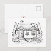 Färbe Dein Eigenes Cozy Haus und Waschbären Blanko Postkarte (Vorne/Hinten)