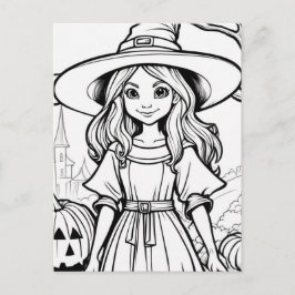 Farbe dein eigenes! Halloween Hexe Postkarte