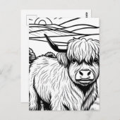 Farbe dein eigenes! Highland Cow Postkarte (Vorne/Hinten)