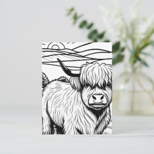 Farbe dein eigenes! Highland Cow Postkarte
