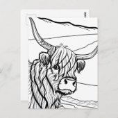 Farbe dein eigenes! Highland Cow Postkarte (Vorne/Hinten)