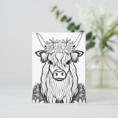 Farbe dein eigenes! Highland Cow Postkarte (Stehend Vorderseite)