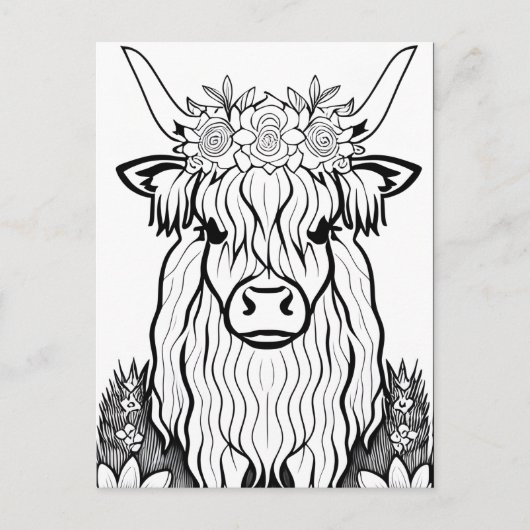Farbe dein eigenes! Highland Cow Postkarte (Vorderseite)