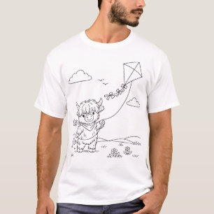Färbe‑Dein‑Eigenes Highland‑Cow‑T‑Shirt für Männer T-Shirt