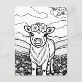 Farbe dein eigenes! Hochlandkuhkalb in Blume Postkarte (Vorderseite)