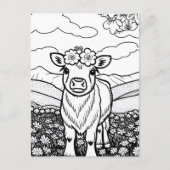 Farbe dein eigenes! Hochlandkuhkalb in Blume Postkarte (Vorderseite)