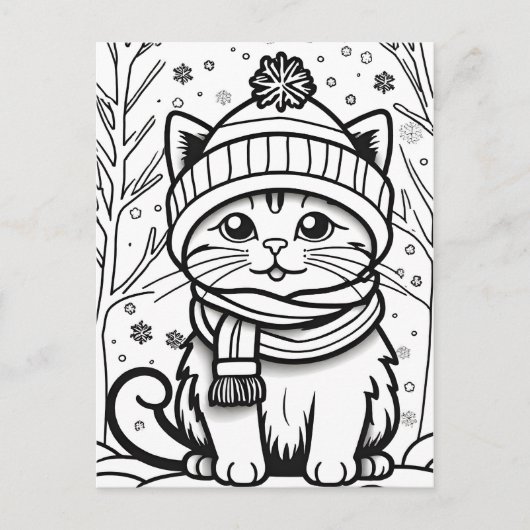Farbe dein eigenes! Winter Kitten Postkarte (Vorderseite)