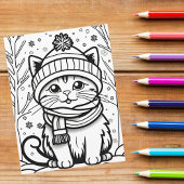 Farbe dein eigenes! Winter Kitten Postkarte