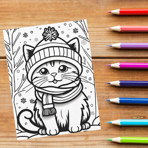 Farbe dein eigenes! Winter Kitten Postkarte