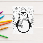 Farbe dein eigenes! Winterpinguin Postcard Postkarte