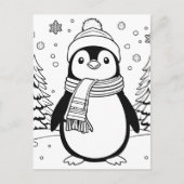 Farbe dein eigenes! Winterpinguin Postcard Postkarte (Vorderseite)