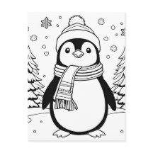 Farbe dein eigenes! Winterpinguin Postcard