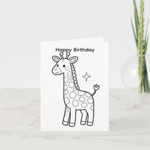Färbe deine eigene Geburtstagskarte Giraffen-Desig Karte