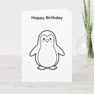Färbe deine eigene Geburtstagskarte Pinguin-Design Karte
