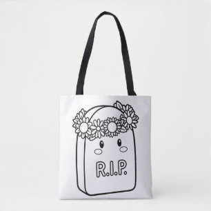 Färbe Deinen eigenen Kawaii-Grabstein-Blumenkranz Tasche