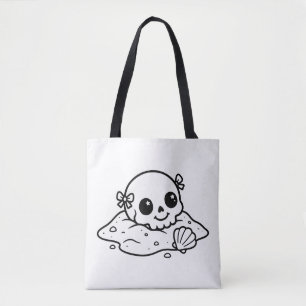 Färbe deinen eigenen Kawaii-Totenkopf-Sand-Meeresm Tasche