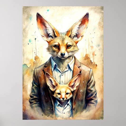 Farbe der Farbe Mensch mit Fox-Gesichtspopster Poster (Vorne)