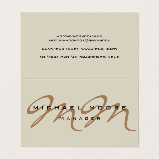 Farbe der Kalligraphie Monogramm Pastell Visitenkarten (Außenseite Aufgefaltet)