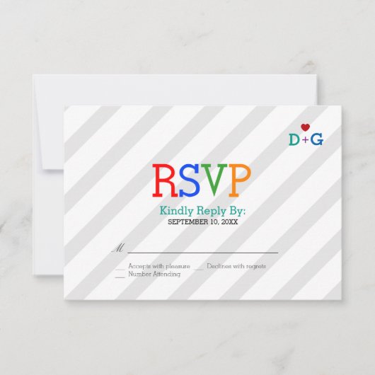 Farbe der Liebe Whimsikale Hochzeit RSVP Karte (Vorderseite)
