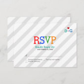 Farbe der Liebe Whimsikale Hochzeit RSVP Karte (Vorne/Hinten)