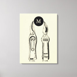 Farbe der Monogramm der Vintagen ILLUSTRATIONSPLÄT Leinwanddruck