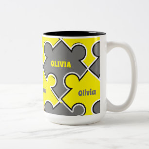 Farbe der Puzzleteile des Jahres 2021 Zweifarbige Tasse