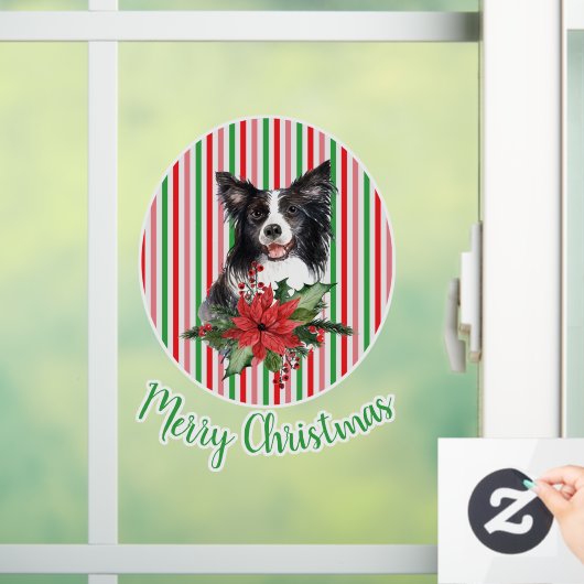 Farbe der Wasserfarbe an der Grenze mit Poinsettia Fensteraufkleber (Zuhause)