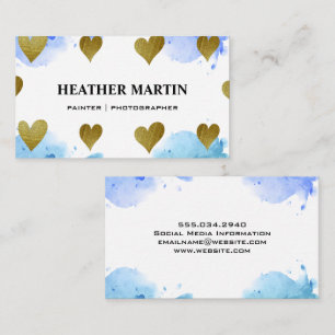 Farbe der Wasserfarbe   künstlerisches Herzmuster  Visitenkarte