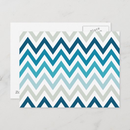 Farbe der Zickzack geometrischen Muster in Blau Postkarte (Vorne/Hinten)