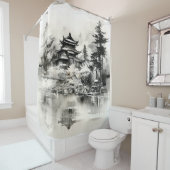 Farbe des asiatischen Hauses Duschvorhang (Beispiel)