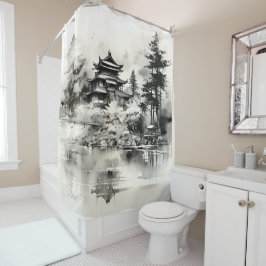 Farbe des asiatischen Hauses Duschvorhang