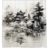 Farbe des asiatischen Hauses Duschvorhang (Vorderseite)