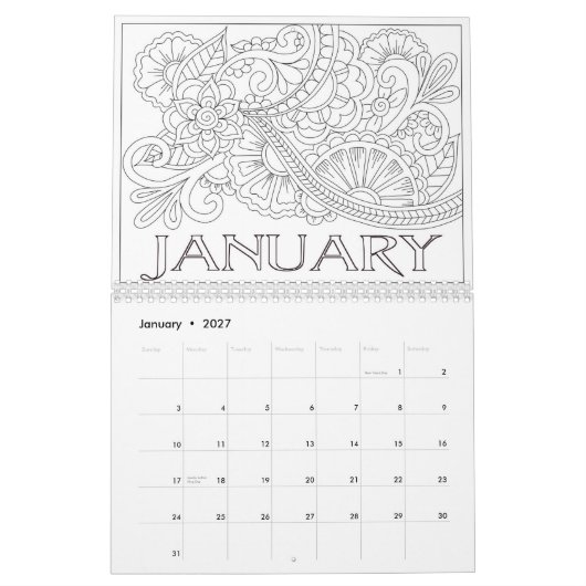 Farbe des benutzerdefinierten Kalenderjahres Kalender (Jan 2027)