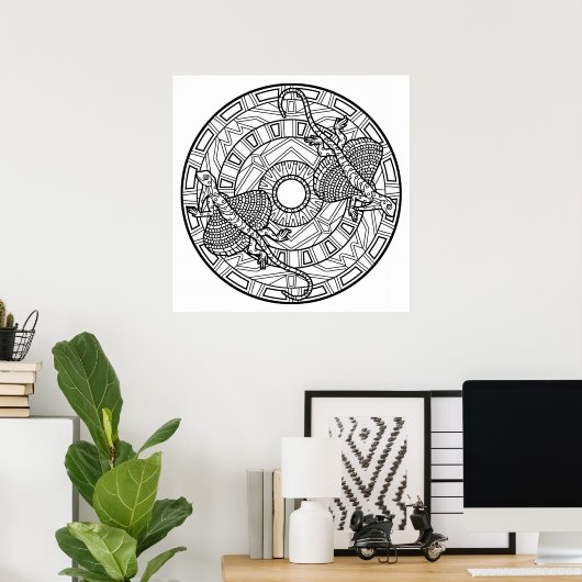 Farbe des eigenen Eidechsenplakats Mandala Poster (Heimbüro)