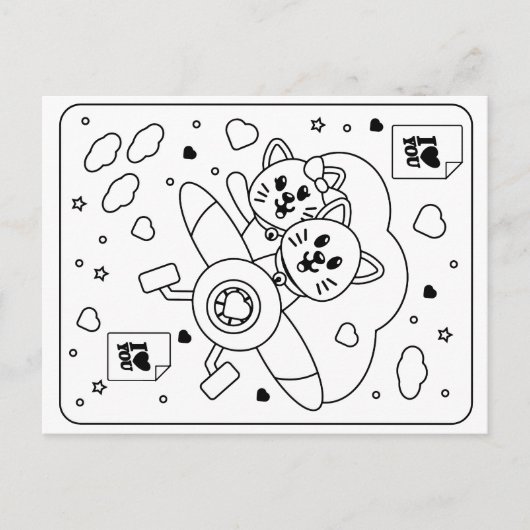 Farbe des eigenen Valentins (zwei Katzen) Postkarte (Vorderseite)