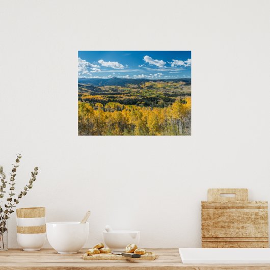 Farbe des Herbstes in flachen Tops | Routinemäßige Poster (Küche)