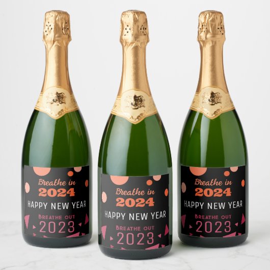 Farbe des Jahres 2024 - Neujahr 2023 Schaumweinetikett (Flaschen)