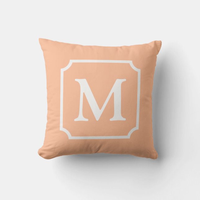 Farbe des Jahres 2024: Peach | Monogramm Kissen (Vorderseite)
