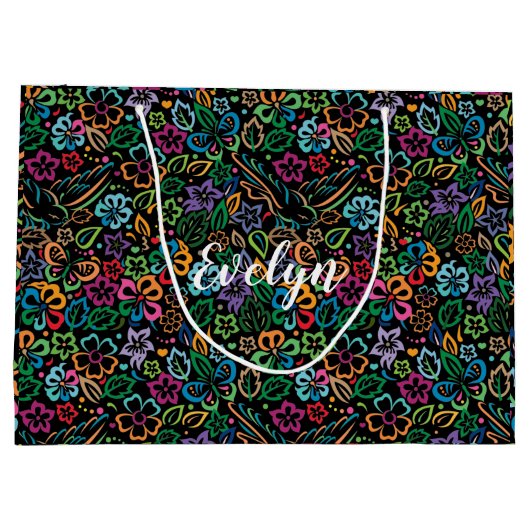 Farbe des Lebenszyklus - Kleine, glänzende Geschen Große Geschenktüte (Rückseite)