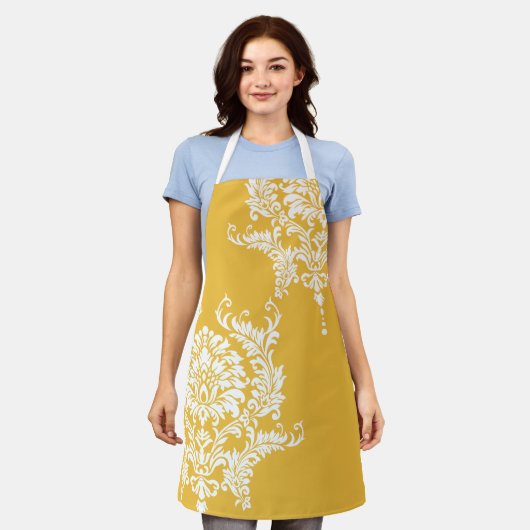 Farbe des Musters Gelb und Weiß Schürze (Getragen)
