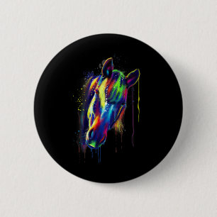 Farbe des Pferdes mit der Hand gezogenes Wasser Fa Button