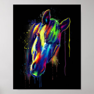 Farbe des Pferdes mit der Hand gezogenes Wasser Fa Poster