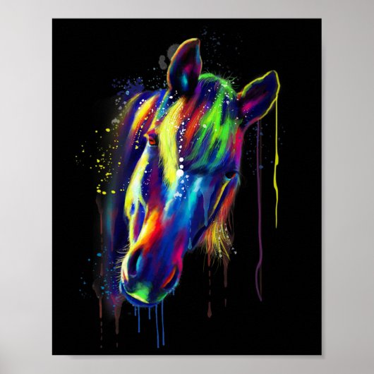 Farbe des Pferdes mit der Hand gezogenes Wasser Fa Poster (Vorne)