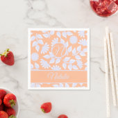 Farbe des Pfirsichs Fuzz - Blumenmuster - mit Mono Serviette (Beispiel)