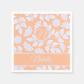 Farbe des Pfirsichs Fuzz - Blumenmuster - mit Mono Serviette (Vorderseite)